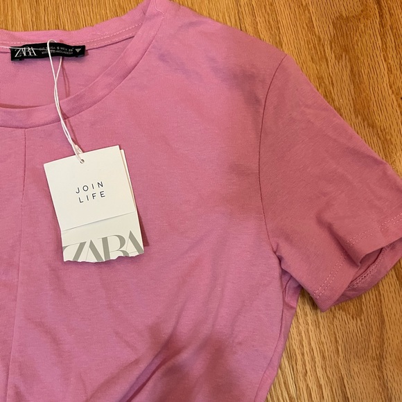 Pink Twisted Front Cropped T-Shirt - Picture 3 of 7